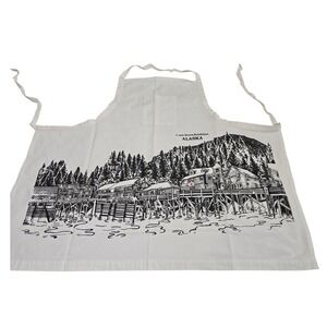 Creek Street Ketchikan Alaska Graphic Print White Cotton Kitchen Apron /0447